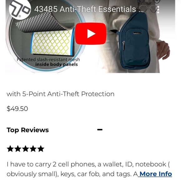 Travelon Anti-TheftCompact Essentials Mini Crossbody Bag NWT, travel bag, purse - Picture 4 of 12